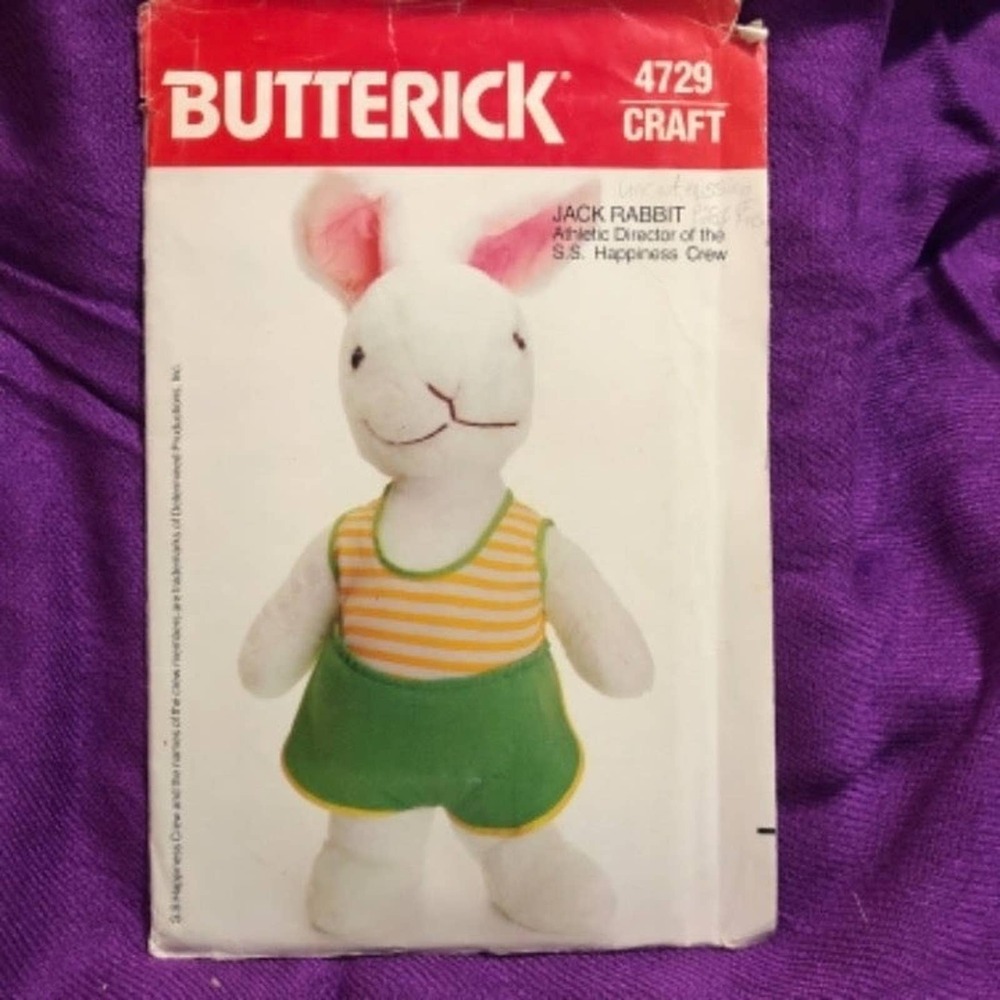 Butterick 4729 Plush Jack Rabbit pattern